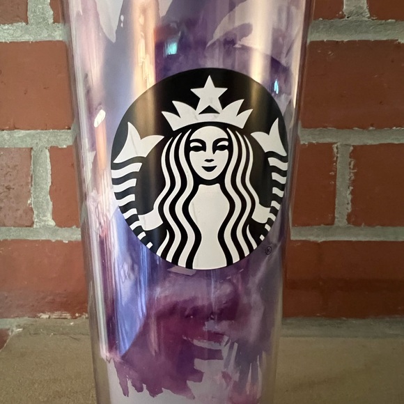 Starbucks Purple Watercolor Cherry Blossom Floral Cold Cup Straw Tumbler 24oz